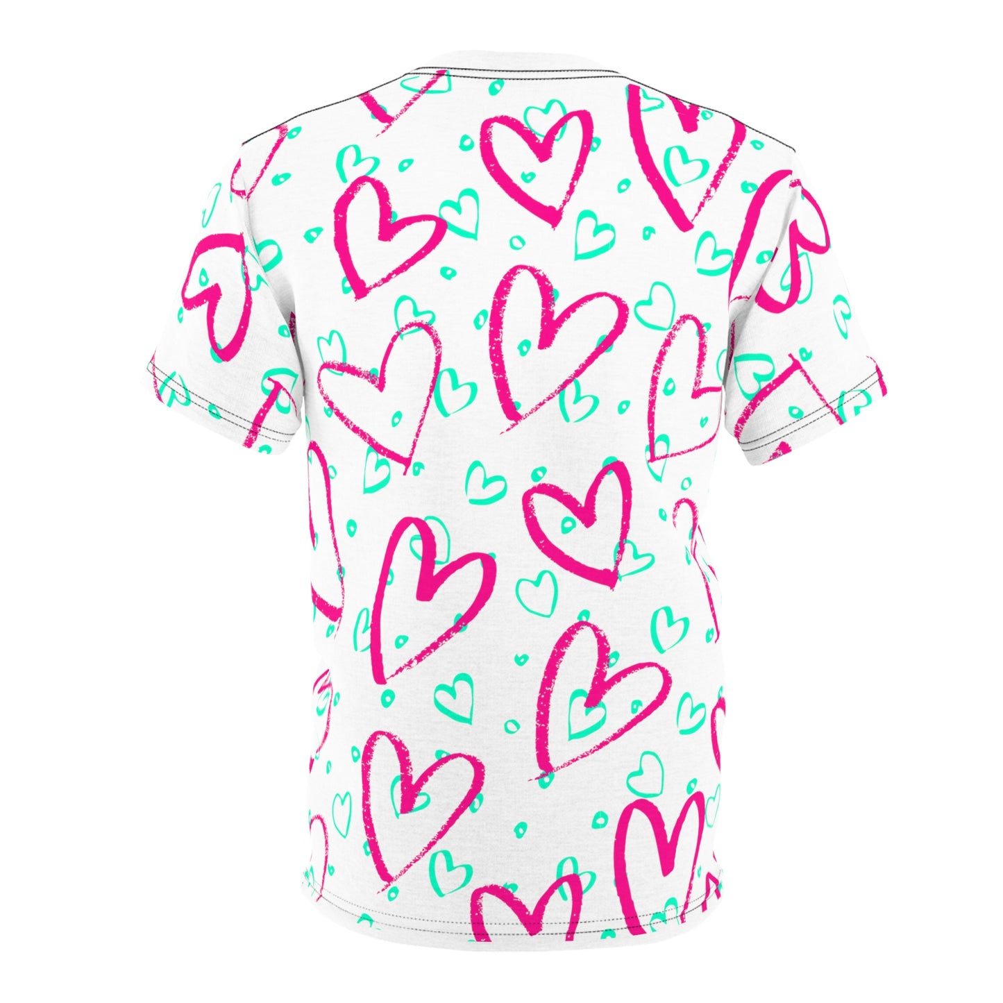 Neon Valentine White Unisex Tee (AOP)