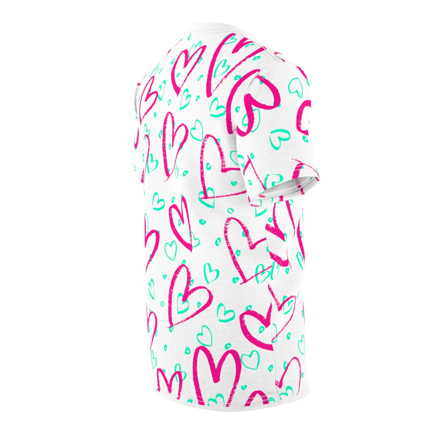 Neon Valentine White Unisex Tee (AOP)