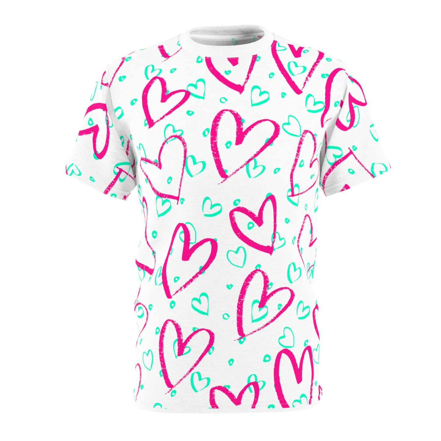 Neon Valentine White Unisex Tee (AOP)