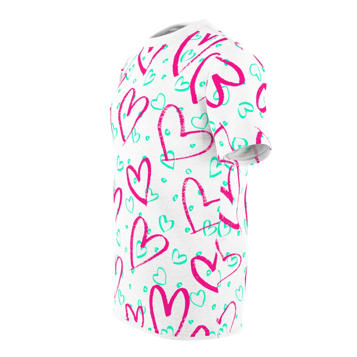 Neon Valentine White Unisex Tee (AOP)