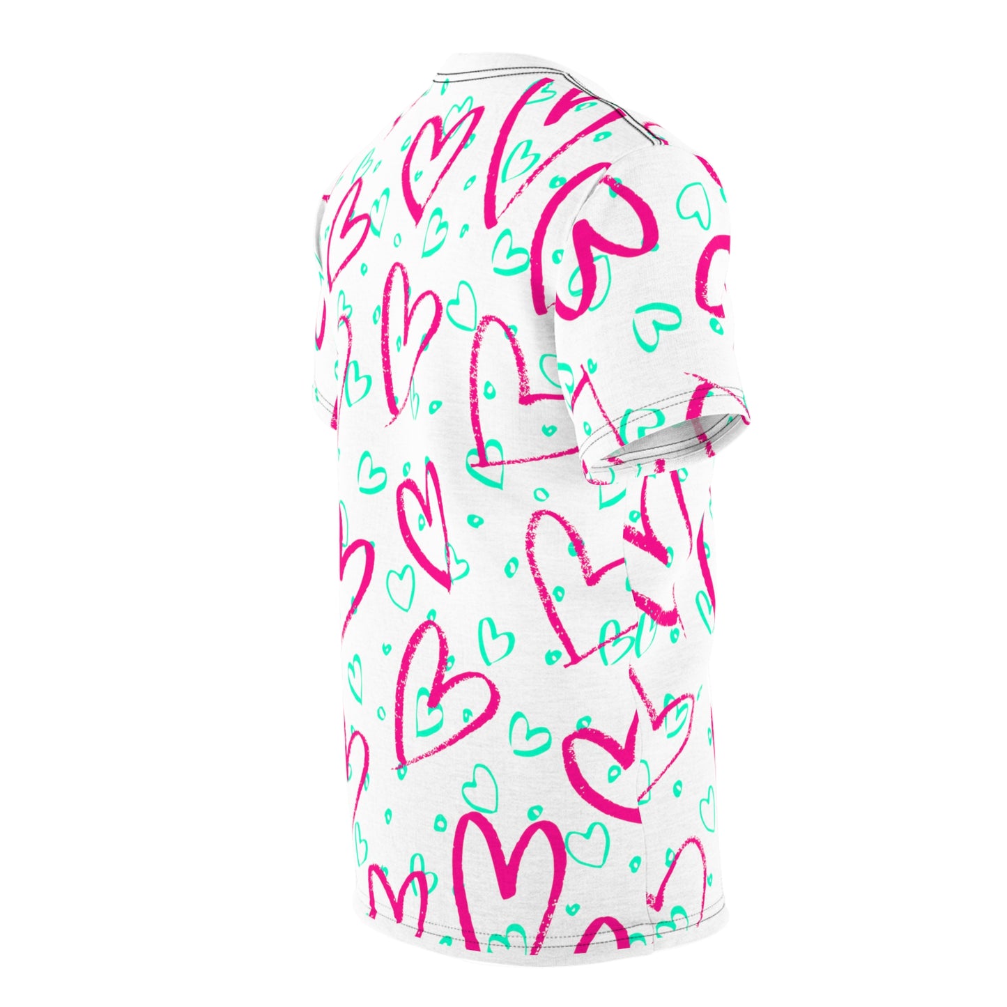 Neon Valentine White Unisex Tee (AOP)