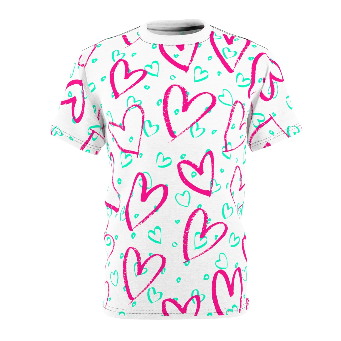 Neon Valentine White Unisex Tee (AOP)