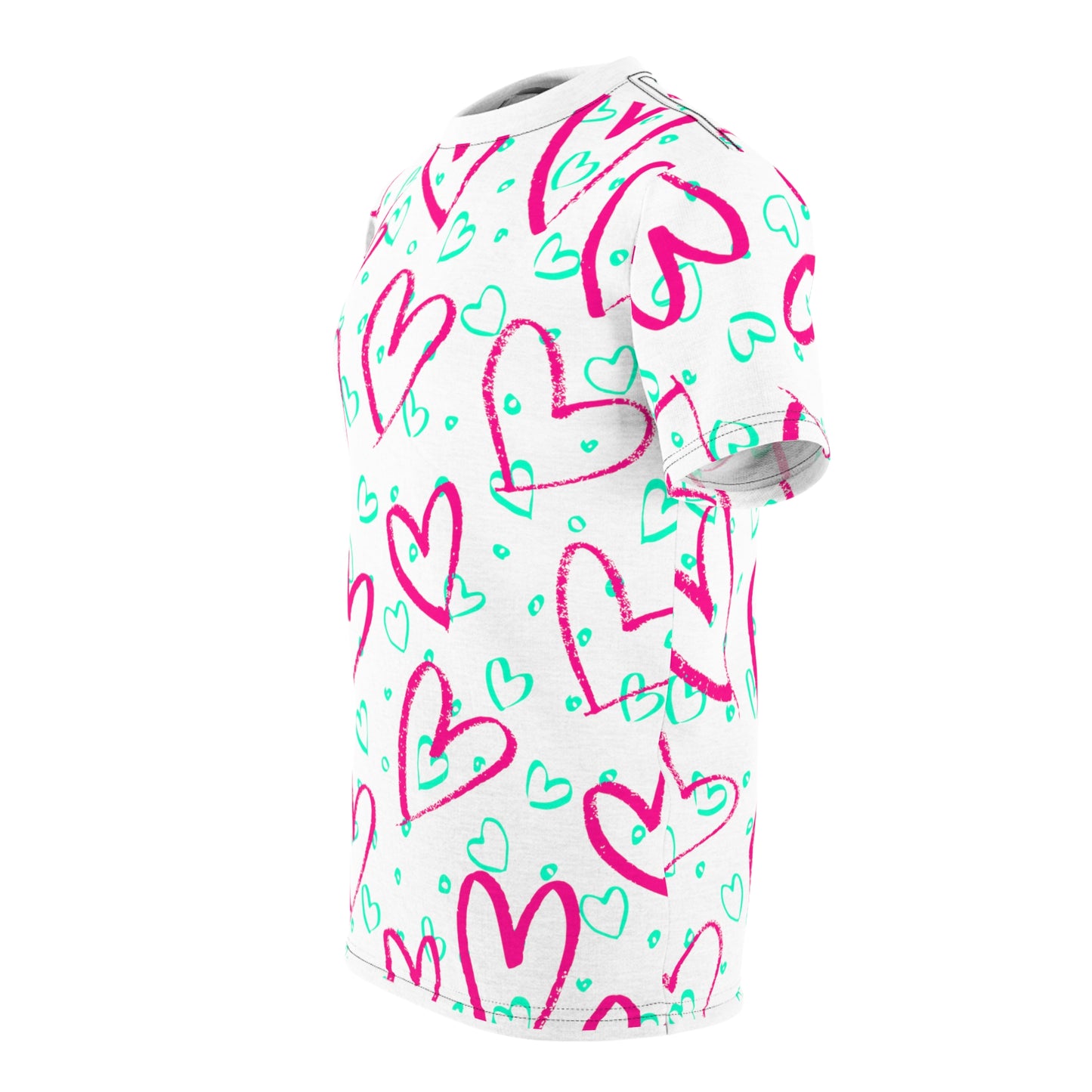 Neon Valentine White Unisex Tee (AOP)