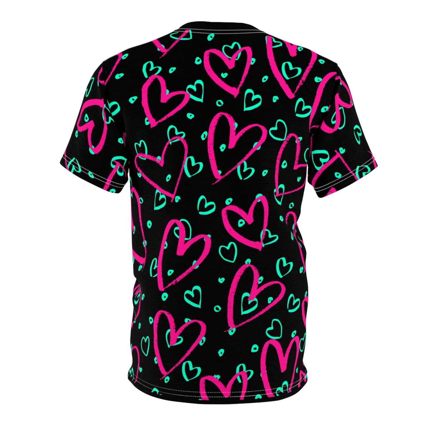 Neon Valentine Black Unisex Tee (AOP)