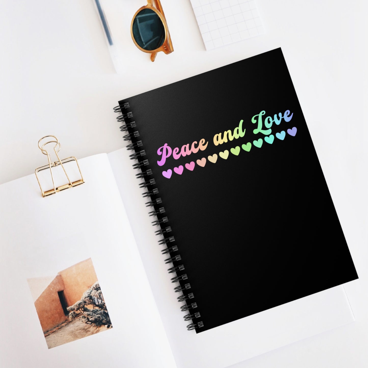 Peace and Love Spiral Notebook - Ruled Line