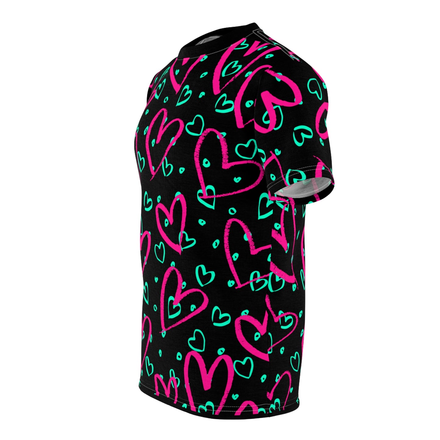 Neon Valentine Black Unisex Tee (AOP)