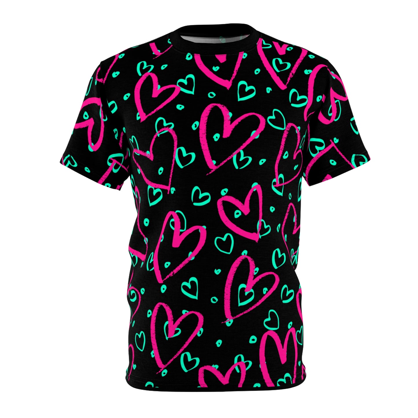 Neon Valentine Black Unisex Tee (AOP)