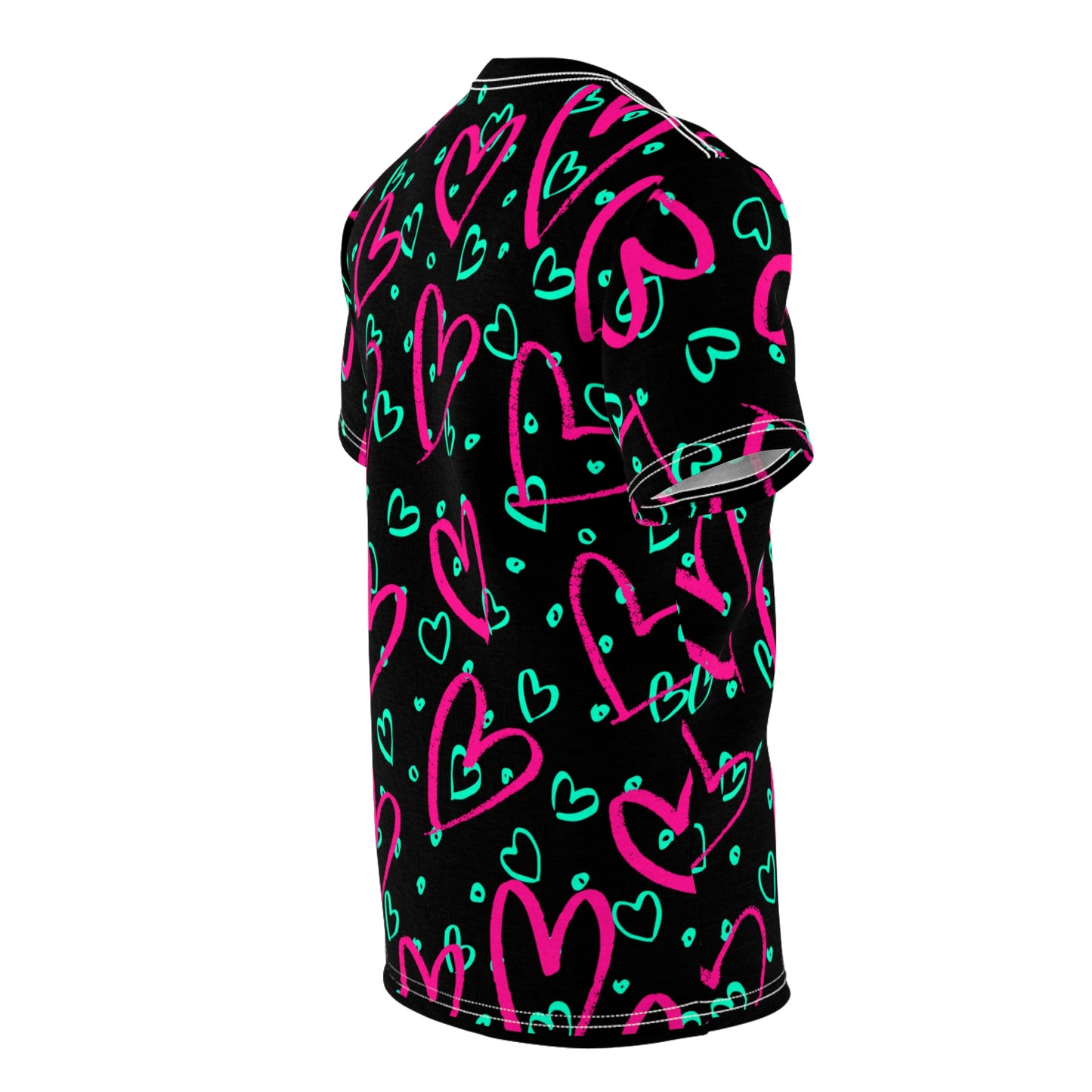 Neon Valentine Black Unisex Tee (AOP)