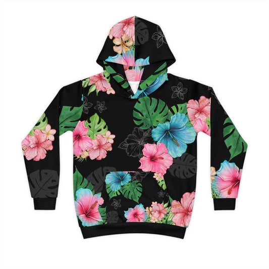 Tropical Black Children's Hoodie (AOP)