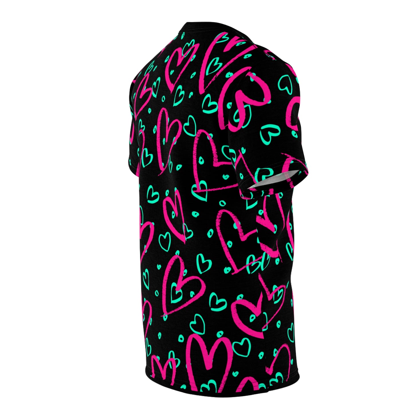 Neon Valentine Black Unisex Tee (AOP)